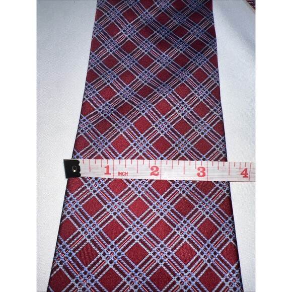 Vintage: Tommy Hilfiger Mens Tie, Red White Check Pattern, Classic 2 Tone - Picture 5 of 6